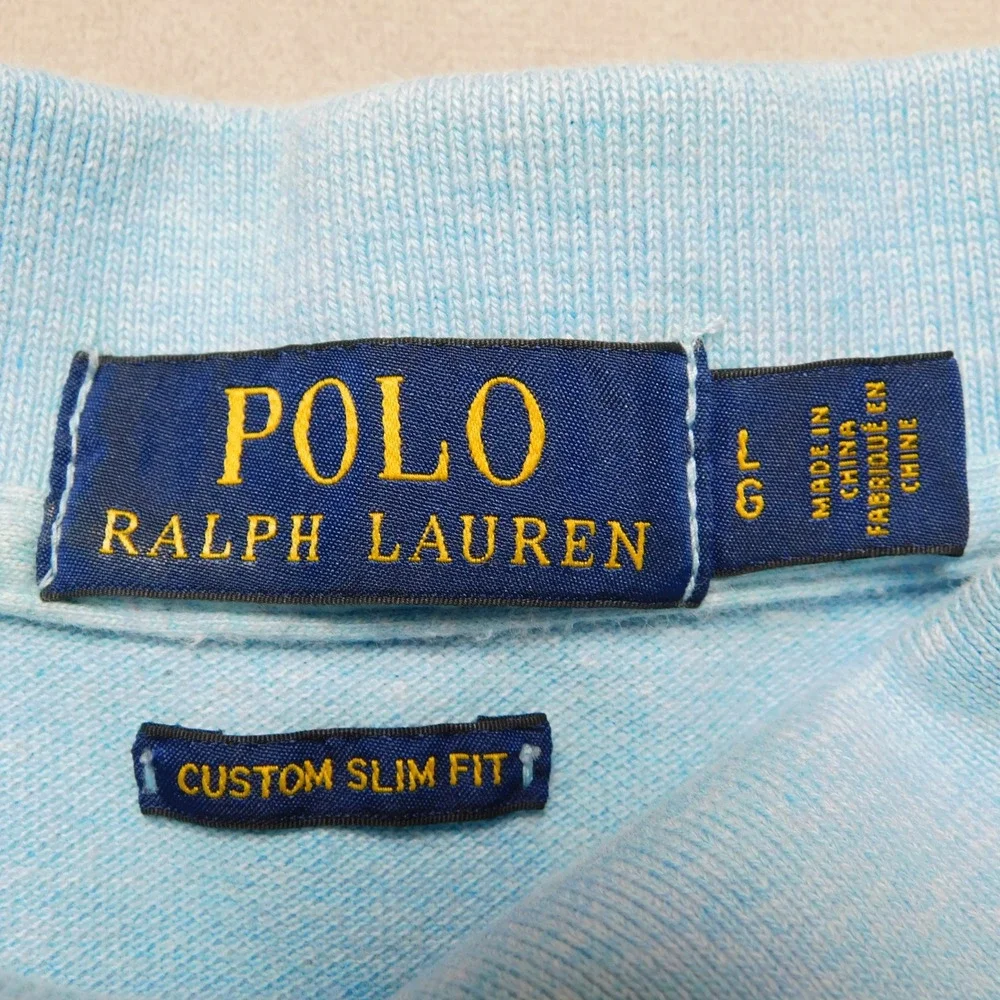 Polo Ralph Lauren Mens Light Blue Heather Short Sleeve Polo Shirt Large Pony‎